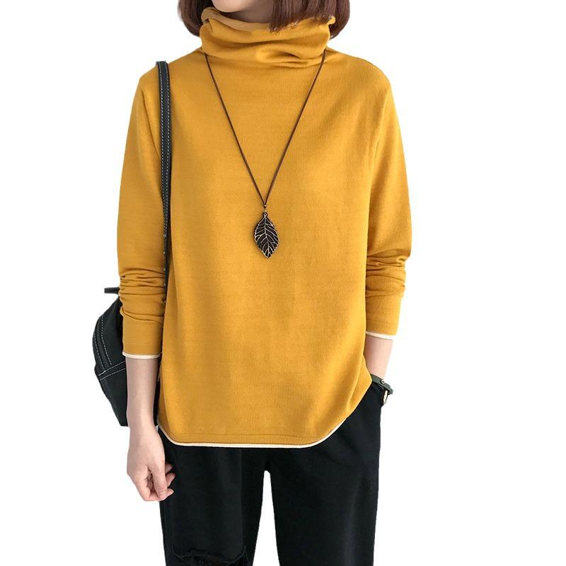 Women's Plus Size Fleece-Lined High Neck Pullover - Autumn/Winter Loose Style