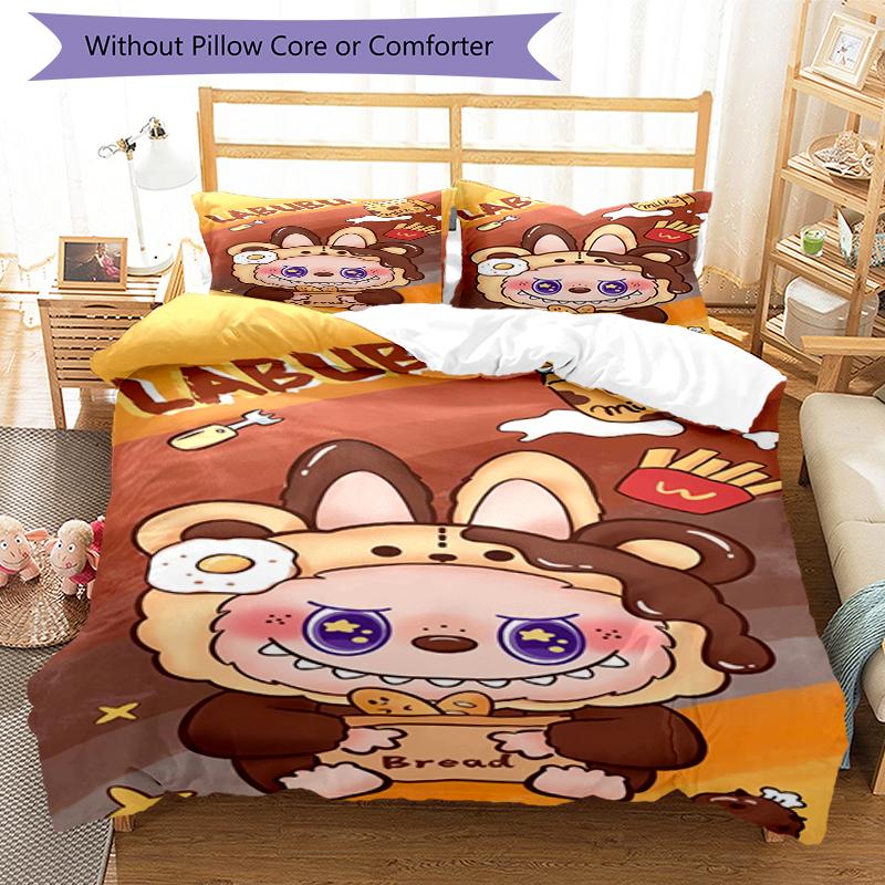 Set Biancheria da Letto Labubu 3 Pezzi Copripiumino Chiusura Include 1 Copripiumino e 2 Federe, Morbido e Confortevole per Tutte le Stagioni.