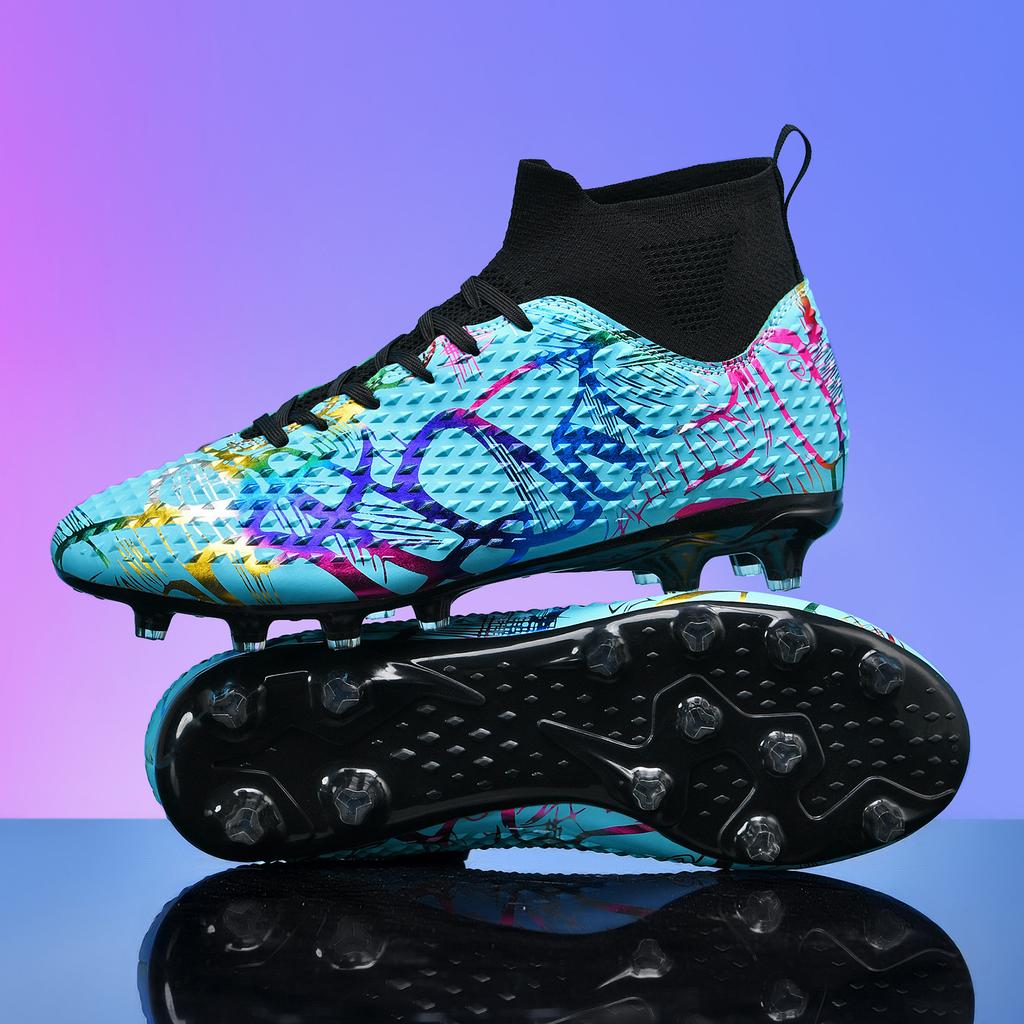 World Cup Messi C Luo Leather Football Shoes Boys and Girls Students AG Long Nails TF Broken Nails Competition Training Shoes