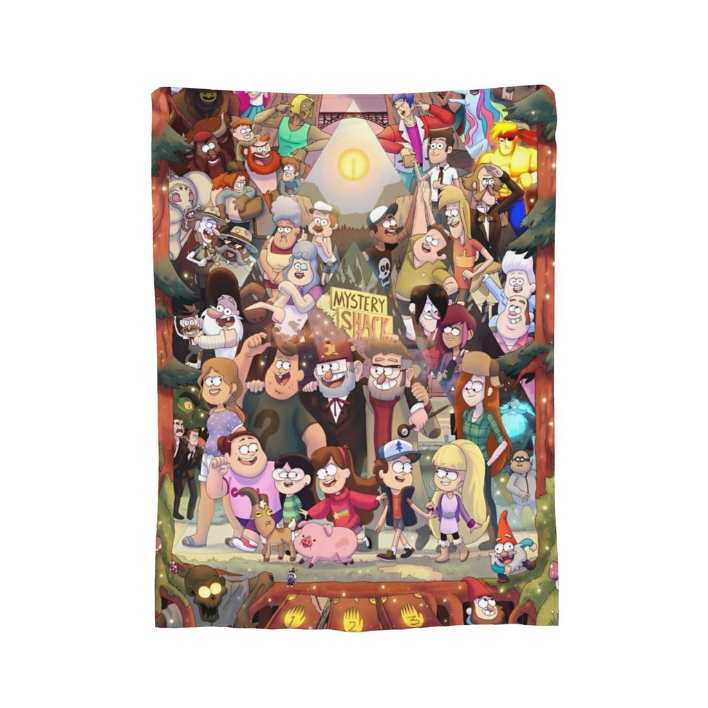 Gravitys Falls Fleece Throw Blanket Bill Cipher Mystery Blankets for Bedding Couch Lightweight Thin Plush Thin Quilt,