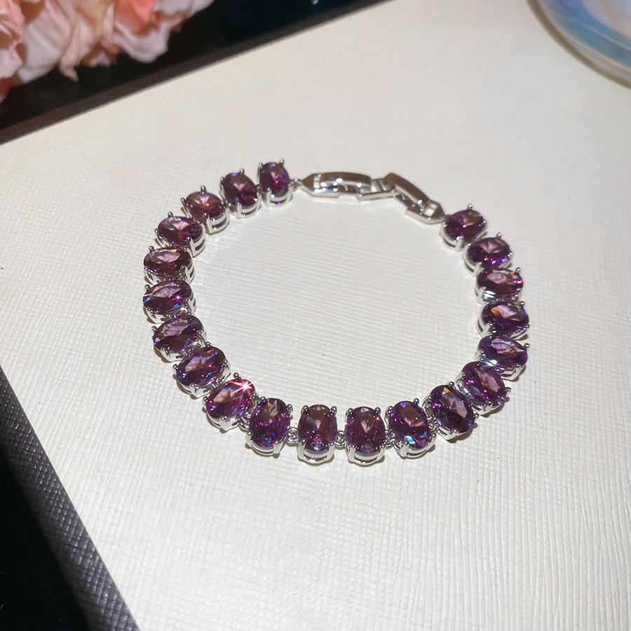 Europe and the United States Hot-selling Color Oval Love Zircon Bracelet Light Luxury Bracelet Personalized Jewelry Women