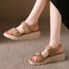 Fashion Retro Thick Bottom Roman Sandals Female Summer New Large Size Versatile Wedges Middle Heel Sandal Casual Solid Open Toe Sandales