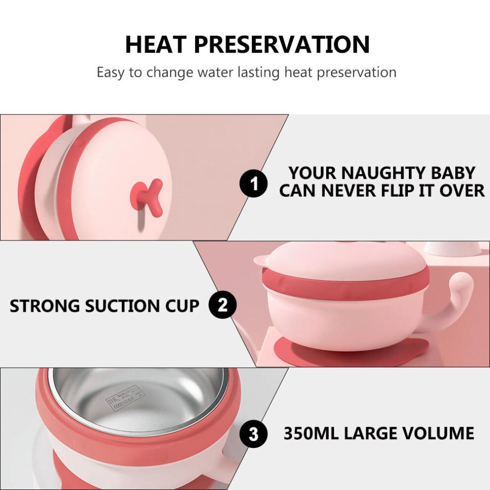 1 pièce Bol Rose en Acier Inoxydable à Conservation de Chaleur avec Ventouse