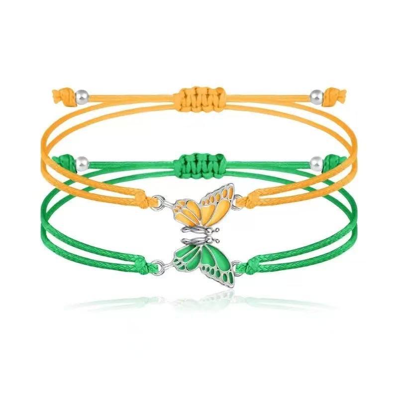 Adjustable Cross-Woven Butterfly Bracelet for Couples & Best Friends - Versatile Sweet Style Hand Jewelry