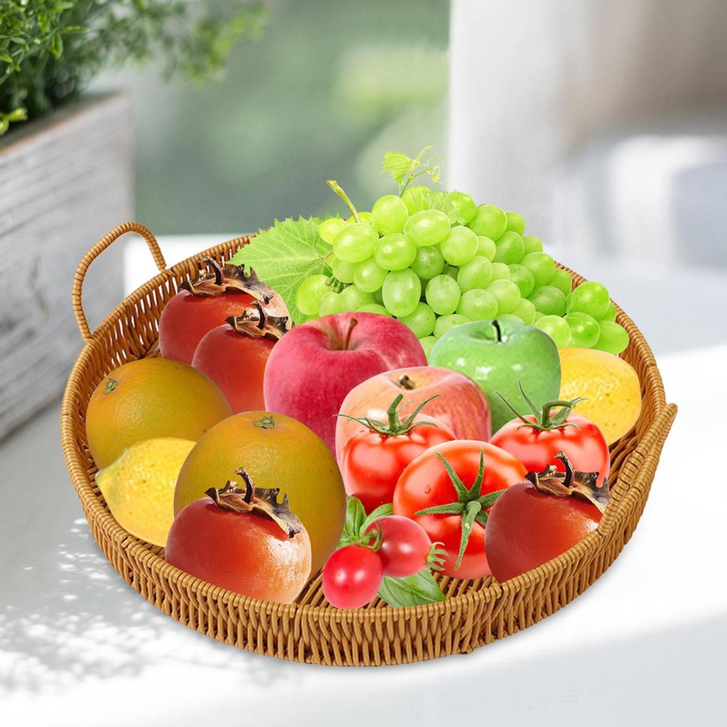 Fruit Basket Snacks Tray Organizer PP Material Rattan for Serving Tea, Dessert, Cake, Dinner, Breakfast Durable Multifunctional