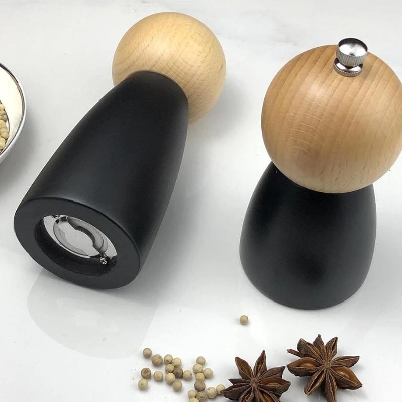 5/6/8 Inch Manual Pepper Grinder Wooden Salt Spice Grinder Adjustable Household Ceramic Core Wood Spice Grinder Kitchen Tools
