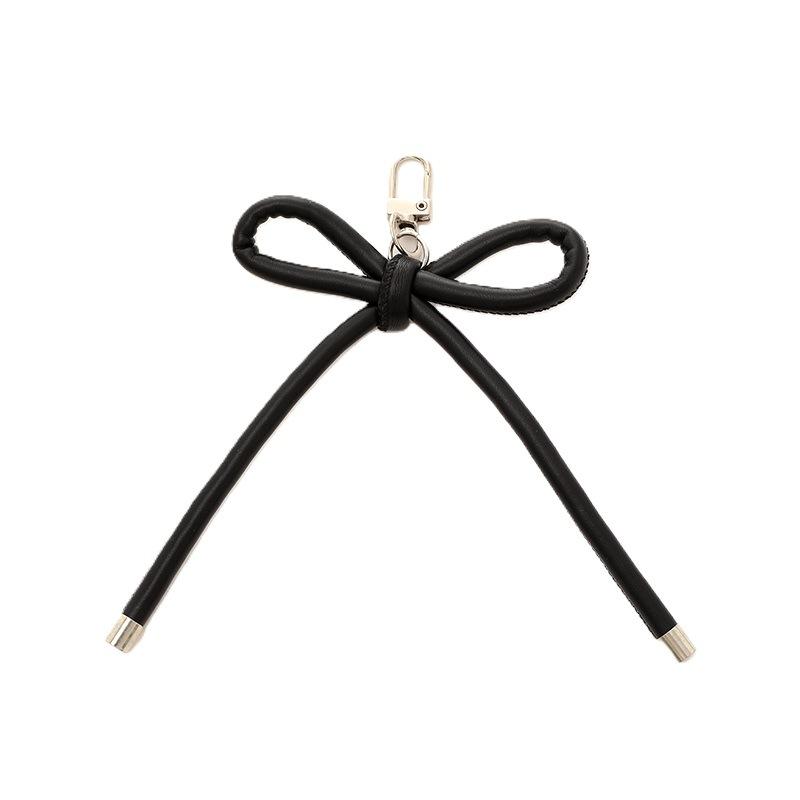 New Korean Fashion Vintage Leather Bow Keychain Charms Bag Pendant Mobile Phone Pendant Accessories Y2K Jewelry Keychain