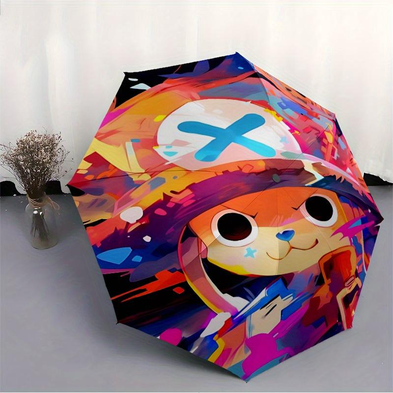 1 pz One Piece Chopper Ombrello Pieghevole Portatile Carino con Apertura/Chiusura Automatica e Struttura a 8 Stecche per Donne/Uomini, Uso Stagione Unica a0901062