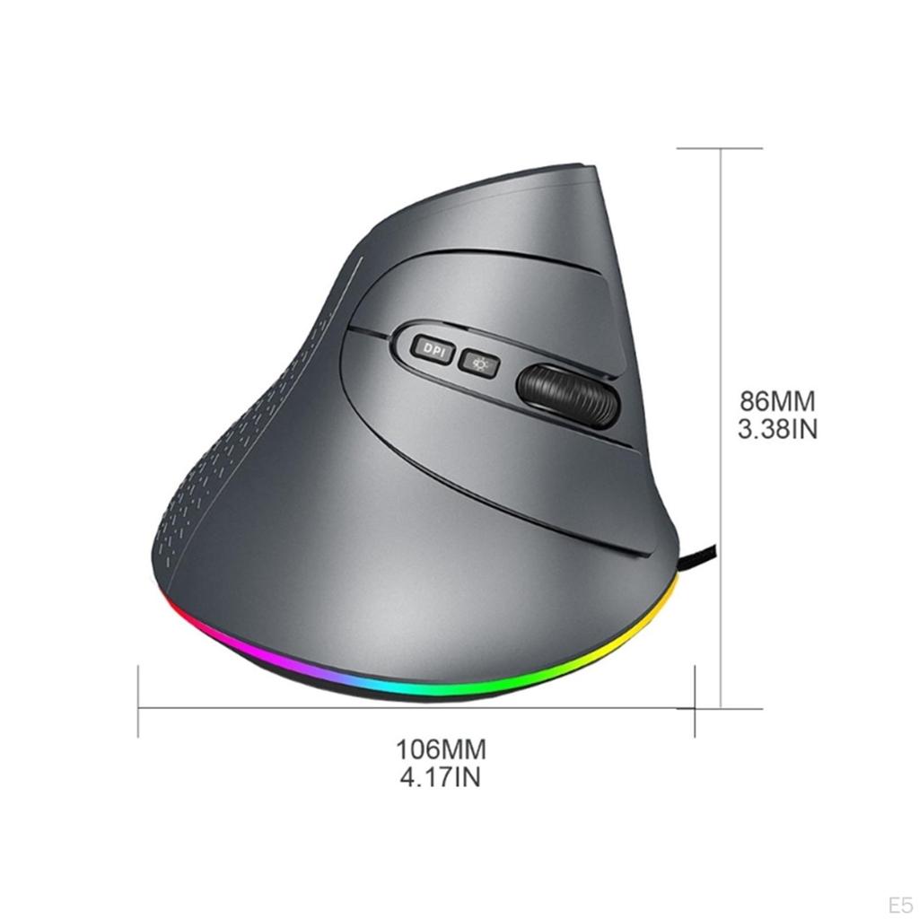 Ergonomic Mouse Vertical Backlit with Horizontal Scroll Wheel Multi Purpose Accessory Optical