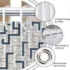 1Pc Blue-Grey Geometric Patterned Shower Curtain, Polyester Fabric, With Hooks, Machine Washable, Suitable For Bathroom Decor.
