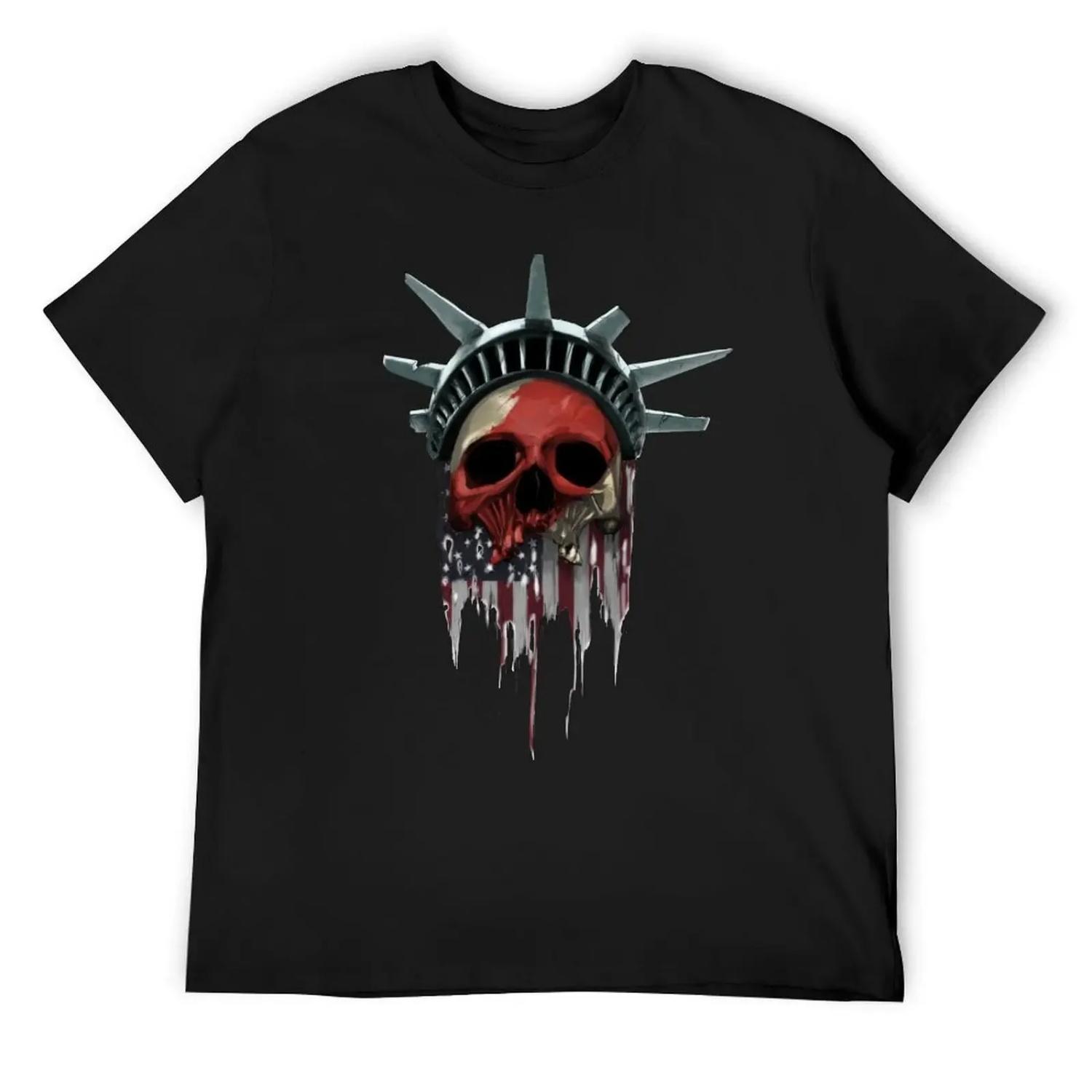 Liberty Skull T-Shirt for a boy graphic t shirts Short sleeve tee mens graphic t-shirts anime S