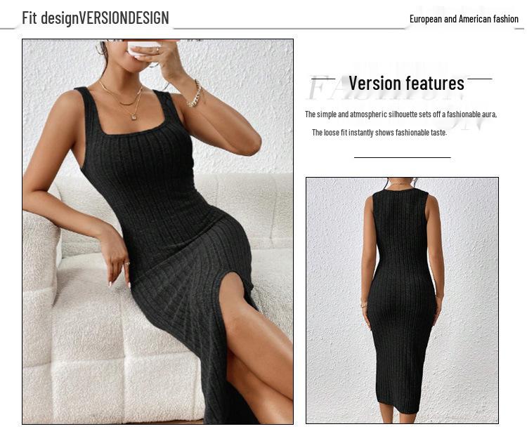 Waist-Hugging Bodycon Sleeveless Tank Top Dress - European & American Style Spring/Summer Long Dress