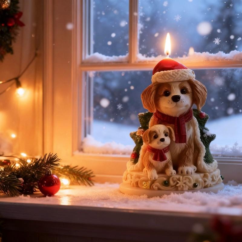 Christmas Candle Silicone Mould Dog Figurine Silicone Mold For Epoxy Resin Craft Handmade Candle Soap Chocolate Baking