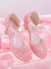 Sapatos de Salto Alto Estilo Princesa para Meninas Com Decoração de Pingente de Estrela Brilhante, Adequados Para Vestido e Festa de Aniversário