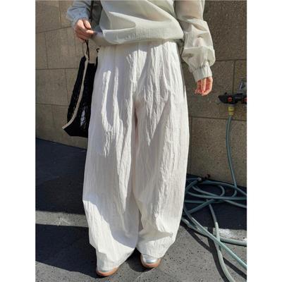 Frühling Sommer Japanisch Koreanisch Outdoor Einfach Dreidimensionale Gebogene Hose Gewaschene Textur Atmungsaktive Hose Damen