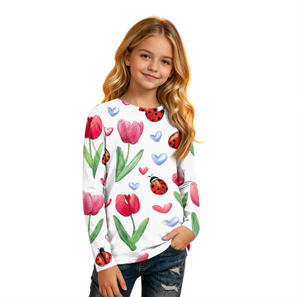Kids' Fashion Printed Long Sleeve Round Neck T-Shirt