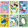 6 Stück/Packung Hai-Gesichts-Tausch-Puzzle-Aufkleber, DIY-Persönlichkeitsaufkleber, Meereslebewesen-Aufkleber
