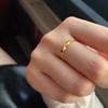 Gold Square Bead Ring, Light Luxury & Versatile Lucky Design, Open Finger Style.