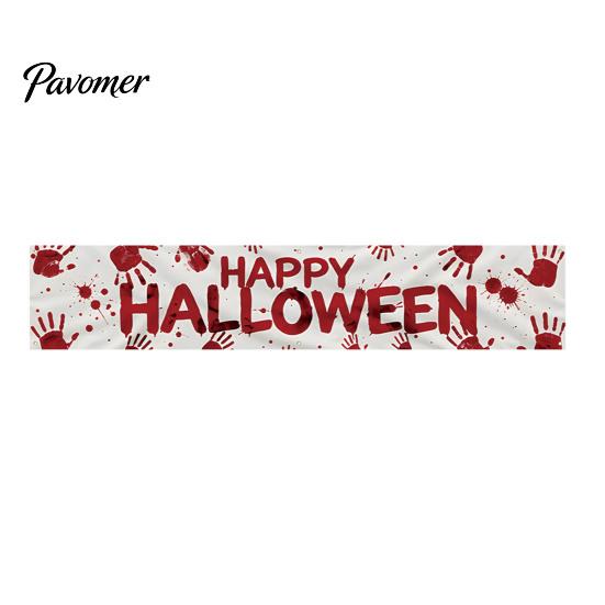 Festival Photo Booth Backdrop Halloween Fence Banner, 118 x 20 Inch Large Yard Sign Banner Flag, Scary Store Window Holiday Displays Party Hanging