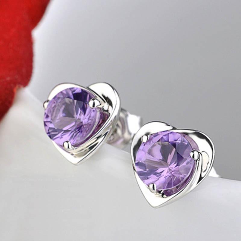 Korean Style Heart Stud Earrings and Ear Cuffs for Women - Imitation Silver Jewelry Gift