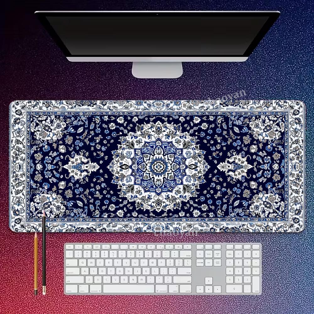Blue Persian Mouse Pad Large Computer Office Game Table Mats XXL Rubber Antislip Gaming Keyboard Mousepads Long Desk Pads