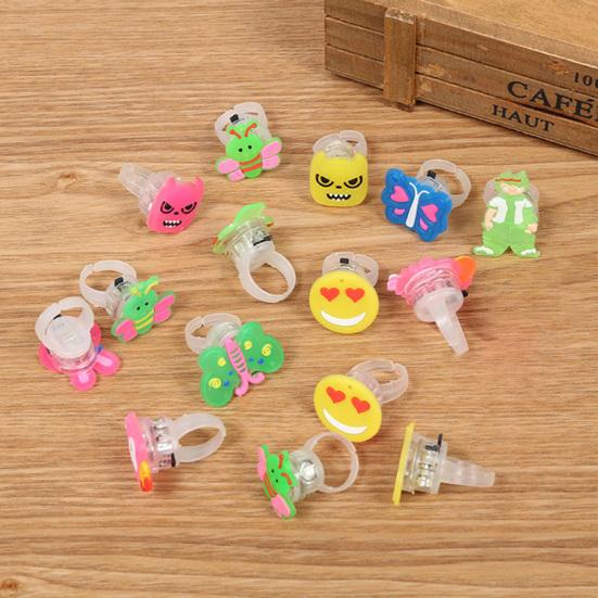 Cartoon Bear Flower Butterfly LED Ring Flashing Adjustable Kids Gift Party Decor