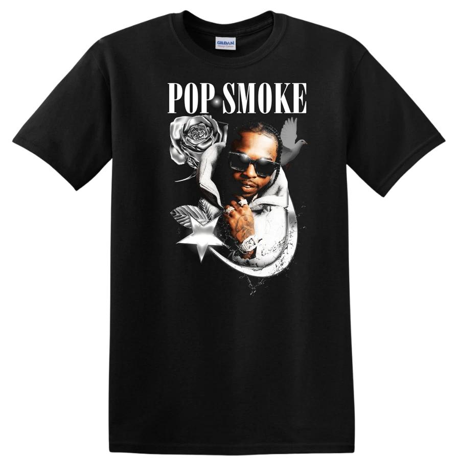 Pop Smoke T Shirt Featuring Rose Star Design Graphic Vintage Style Tee XXXXL