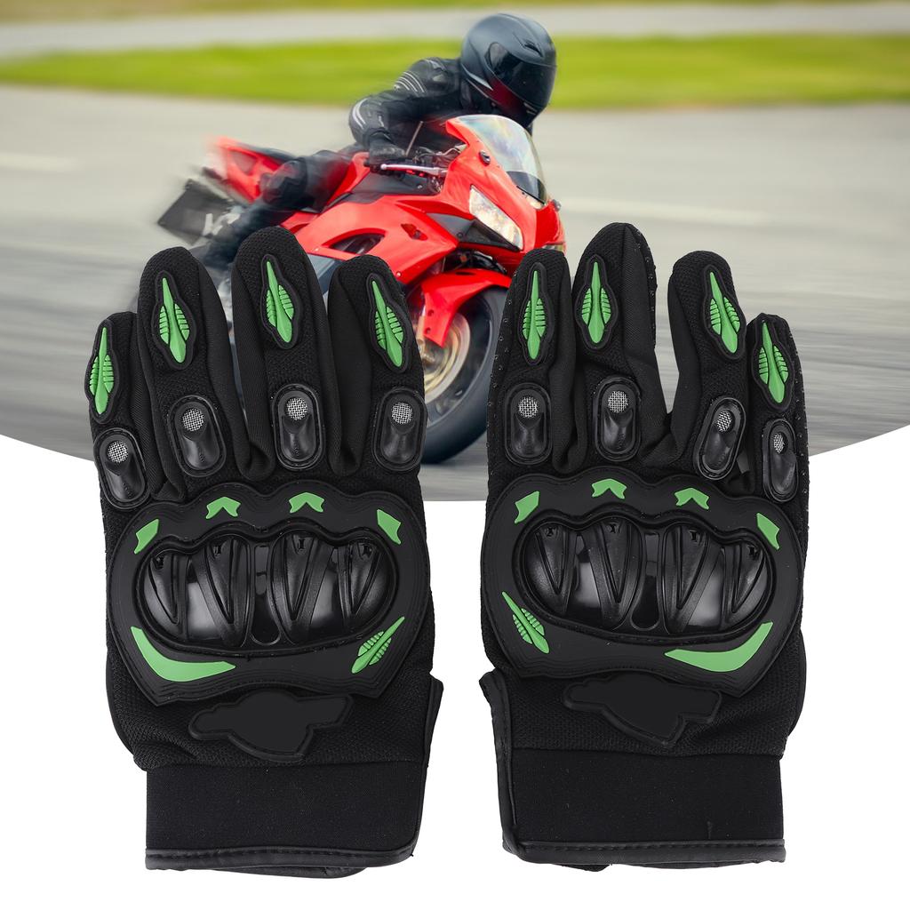 Pair Riding Gloves Outdoor Touch Screen Motorcycle Racing for Men Woman Black and Green M