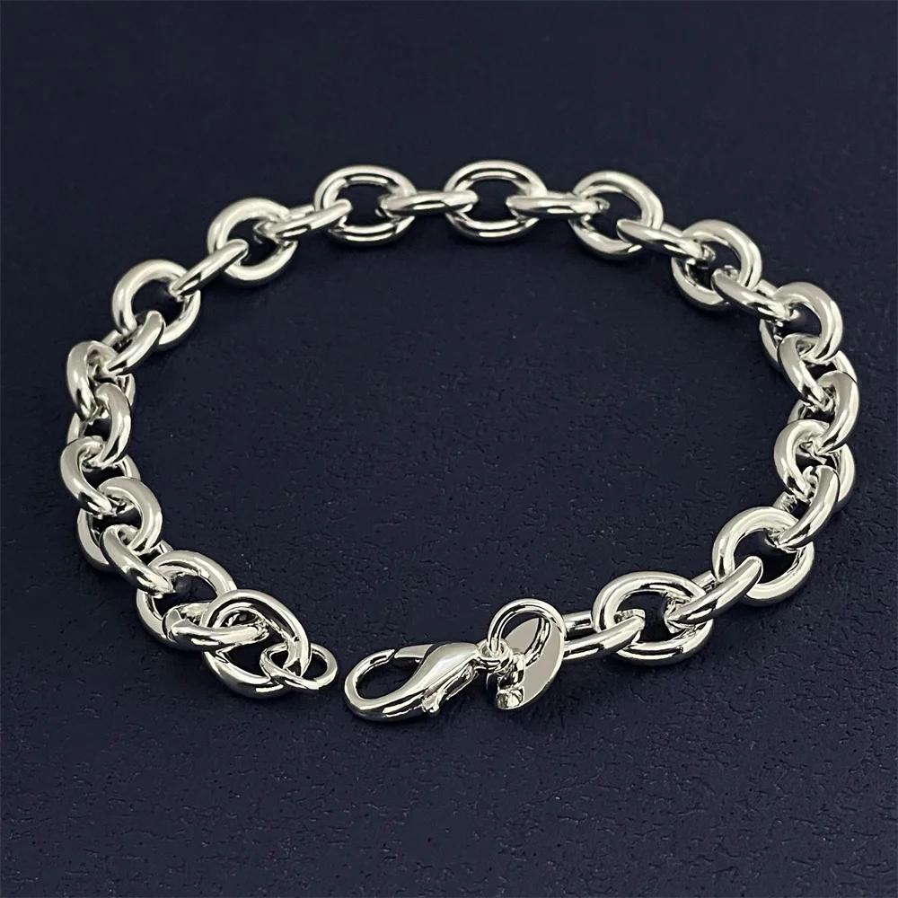 925 Silver Bracelet Buckle Basic Chain Charm Exquisite Women Fashion Wedding Party Gift Jewelry