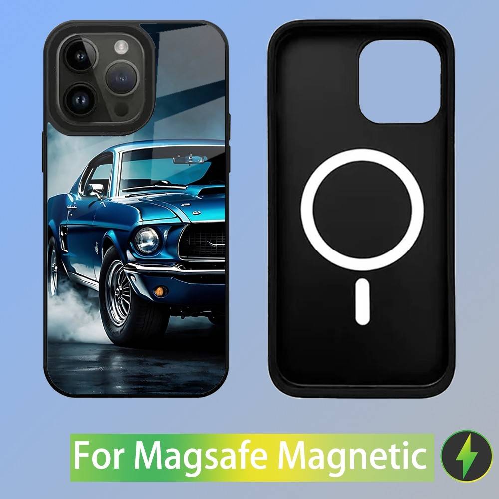 Etui na telefon GT Car F-FordS M-Mustang Dla iPhone 16,15,14,13,12,11,Pro,Max,Plus,Mini,SE Nowe Magnetyczne Bezprzewodowe Ładowanie Magsafe