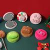 Cute Plush Mini Mirror For Girls Portable Foldable Travel Compact Pocket Make Up Round Mirror Women Student Dressing Tool