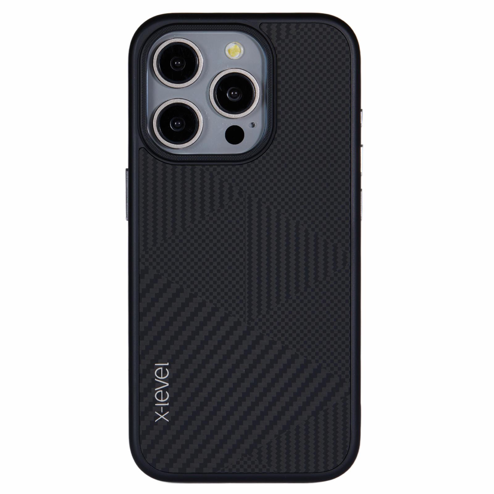 

For iPhone 15 Pro Max Case Ultra-Thin PC Hard Phone Cover Carbon Nano Fiber Texture Black