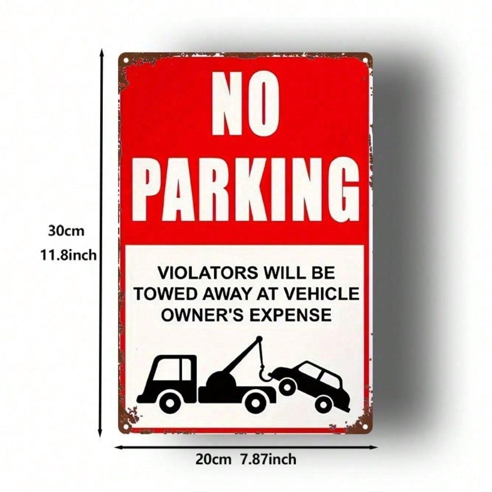 1pc 8x12 Inch No Parking Violators Will Be Towed Vintage Metal Sign Durable Wall Art For Bar Restaurant Decor