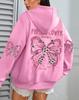 Fresh Butterfly Print Women's Hooded Sweatshirt - Autumn Loose Casual Fleece Pullover with Pockets.
