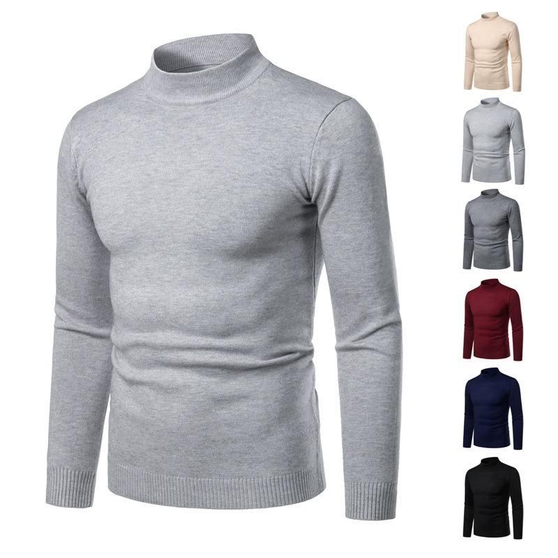 Men S Slim Fit Turtleneck Pullover Knit Sweater Black Autumn Winter