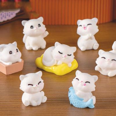 Gift Cute Mini Cat Figurines DIY Resin Crafts Cat Statue Cartoon Kitten Figurines Miniature Car Accessories