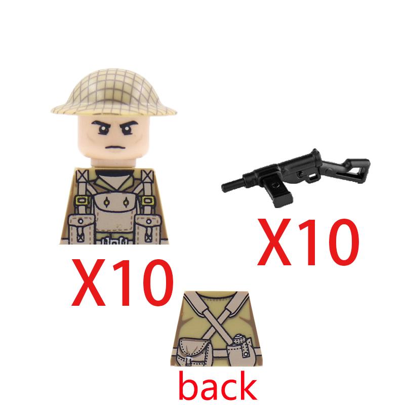 Military Soldier Building Block Figure British US Snow Camouflage Troop MP40 M1A1 Motorcycle Accessories Toys Gift Brick Z02