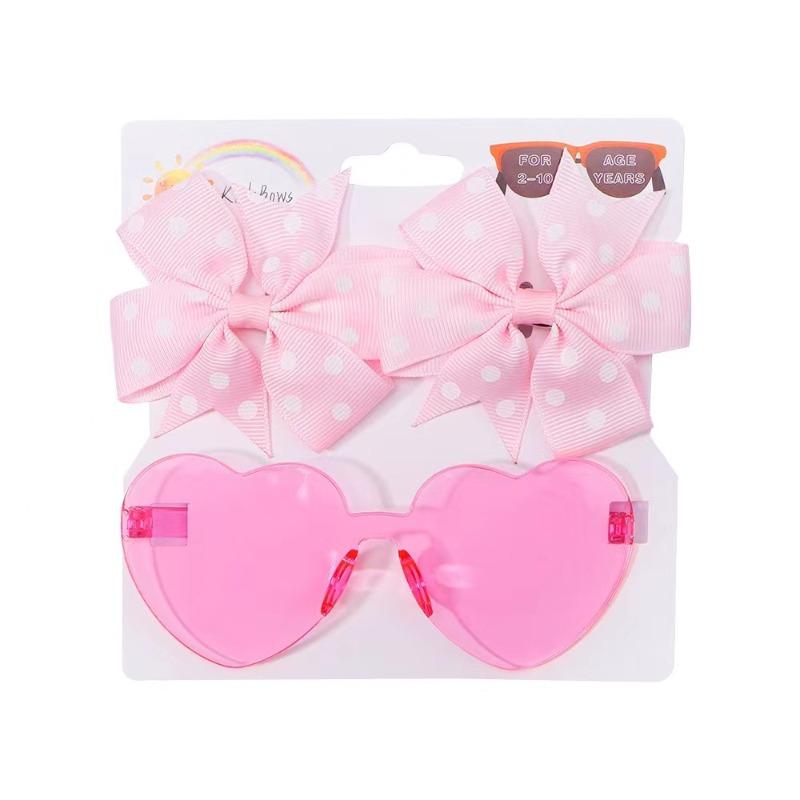 1Set Headwear Glasses Solid Soft Bowknot Head Bands Lace Barrette Retro headbands Sunglasses Band Sets