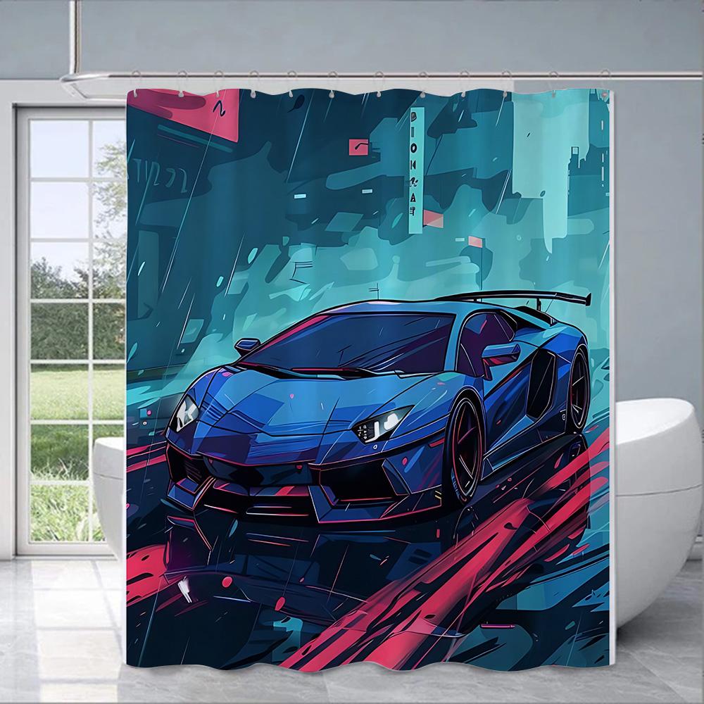 Shower Luxury Sports Car Logo Curtain Waterproof Polyester Fabric Paint Colorful Bath Curtains Home Bathroom Decor With Hook