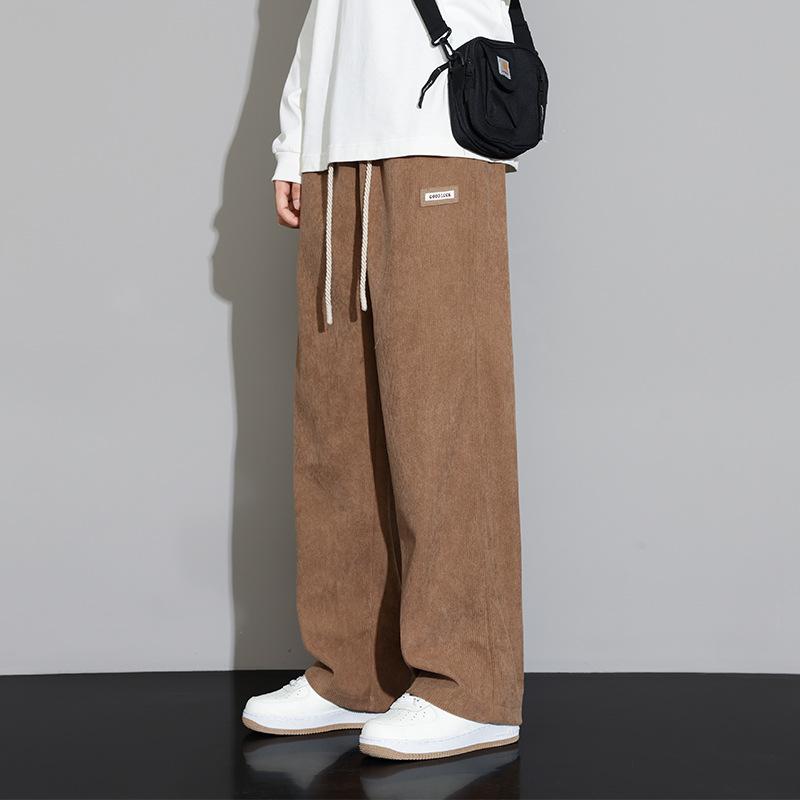 Pants Men's Spring and Autumn New Loose Straight Sweatpants Corduroy Sports Drape Versatile Wide-leg Casual Men's Clothing