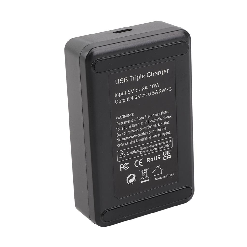 Action Camera Battery Charger 3 Slot USB Charging Black Accessory for NP-BX1