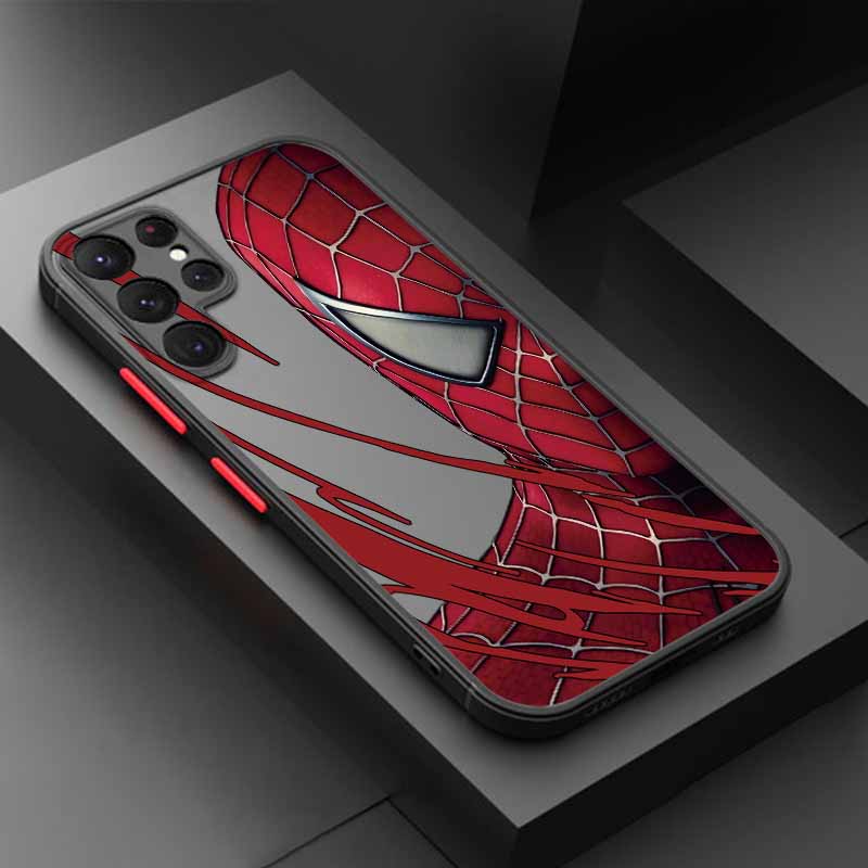 Spider-Man Iron Man Cover For Samsung S25 S24 S23 S22 S21 S20 S10 FE Ultra Plus Lite Frosted Translucent Phone Case