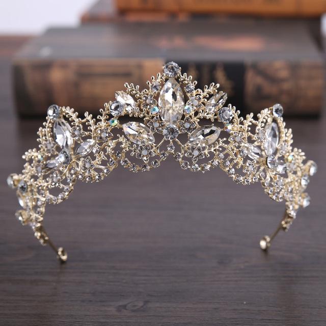 Grandes Tiaras de Noiva Vintage Cor Prata Coroas Faixa de Cabeça Cristal Strass Concurso Noiva Acessórios de Cabelo Coroa de Casamento Pérola