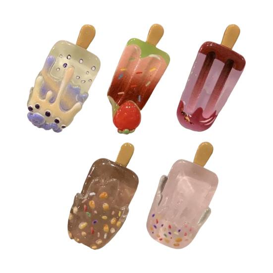 5Pcs Girl Hairpins Clear Gradient Color Simulated Popsicle Shape Transparent Hair Clips Anti-Slip Design Mini Lightweight Hair Pins