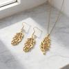 Cross Hollow Leaf Pendant Earrings & Necklace: Elegant Women's Fashion