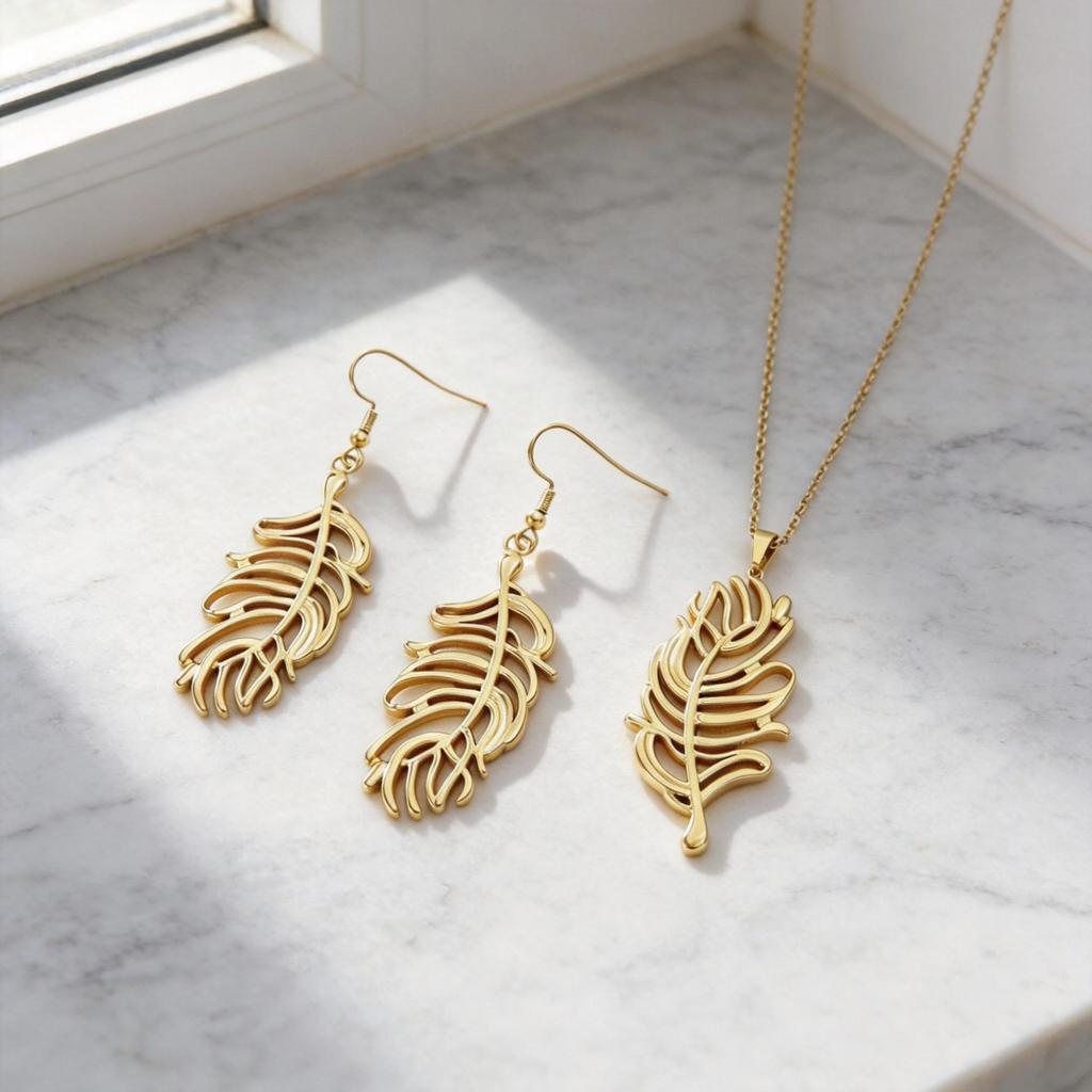 Cross Hollow Leaf Pendant Earrings & Necklace: Elegant Women's Fashion