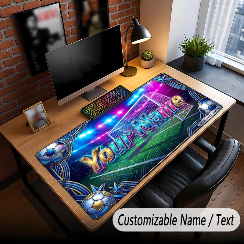 Soccer Theme Custom Mouse Pad Personalized With Name Text Customized Desk Mat For Office Home Decor