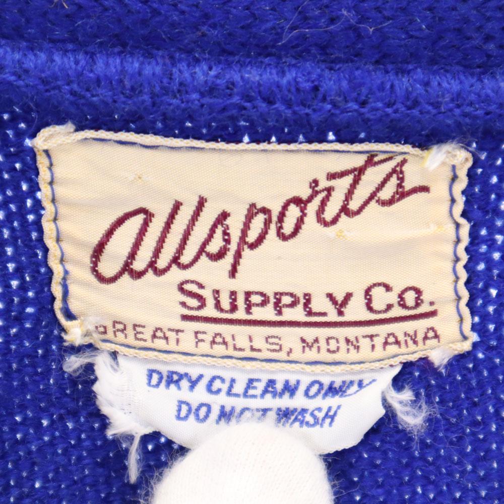 ALL SPORTS 70s Vintage Lettered Long sleeve V neck knit cardigan Men's Used