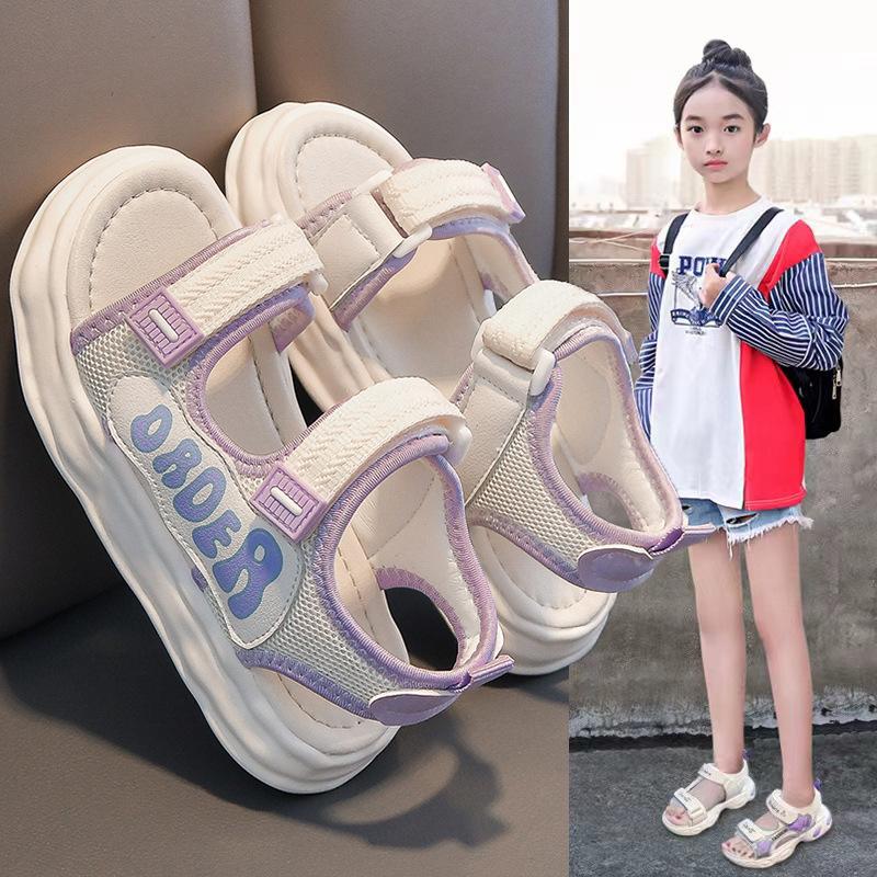 Girls sandals summer new middle-aged and older children's soft-soled non-slip girls' light sports shoes children's beach shoes