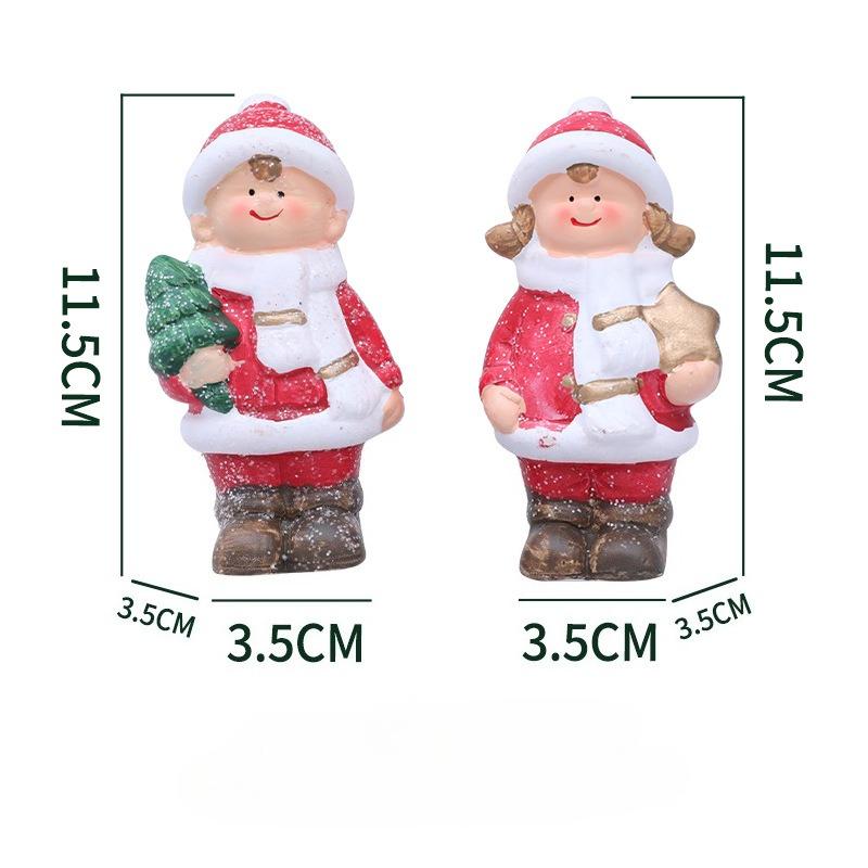 

Christmas ceramic ornaments, boy and girl, pair, desktop, bedside, living room, home, Christmas decoration items